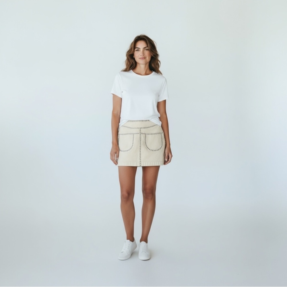 COACH mini skirt rare cream with embellishments NWT - Picture 2 of 7